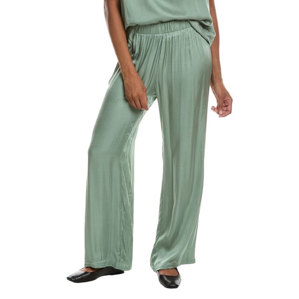 Perfectwhitetee Womens Camile Luxe Satin Straight Leg Pant, Blue